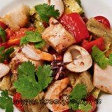 Печеные овощи с морепродуктами